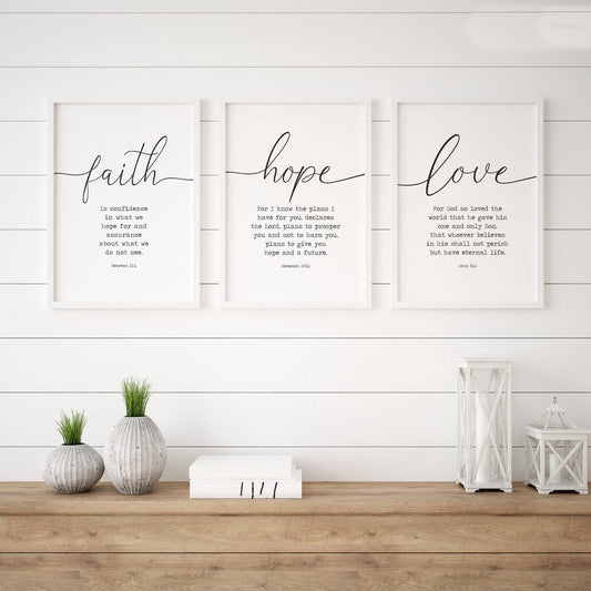 Faith Hope and Love Canvas Wall Art Decor
