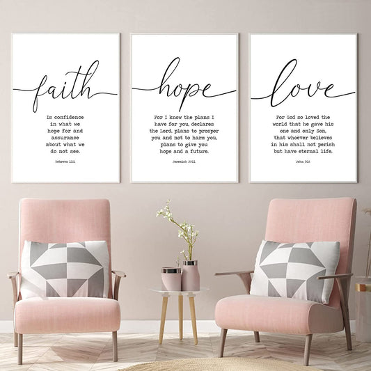 Faith Hope and Love Canvas Wall Art Decor
