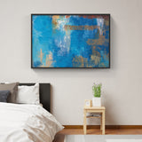 Abstract art blue, white & golden painting