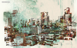 Cityscape With Abstract Textures Illustration Painting